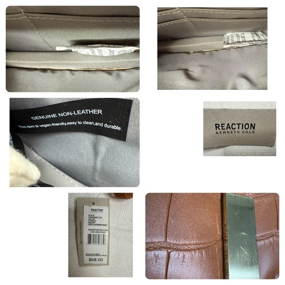 Kenneth Cole Reaction Lifetime Crossbody Wallet - Cognac Croc NWT with Flaws - Picture 11 of 11